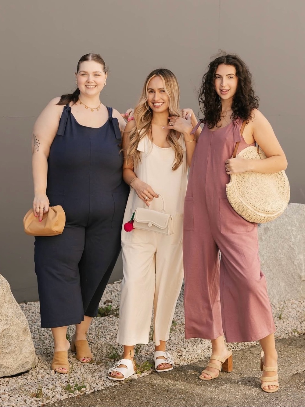 Smash + Tess Kyla Navy Wide-Leg Cropped Jumpsuit with Patch Pockets Hemp Blend